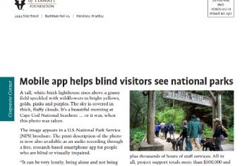 Screenshot of the Mobile app helps blind visitors see national parks article