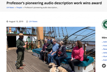 Screenshot of the Professor’s pioneering audio description work wins award article