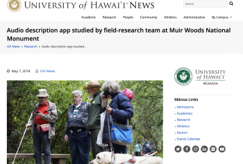 Screenshot of the Audio description app studied by field-research team at Muir Woods National Monument article