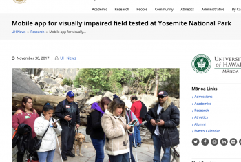 Screenshot of the Mobile app for visually impaired field tested at Yosemite National Park article