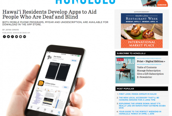 Screenshot of the Hawai‘i Residents Develop Apps to Aid People Who Are Deaf and Blind article