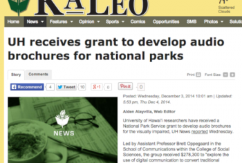 Screenshot of the UH receives grant to develop audio brochures for national parks article