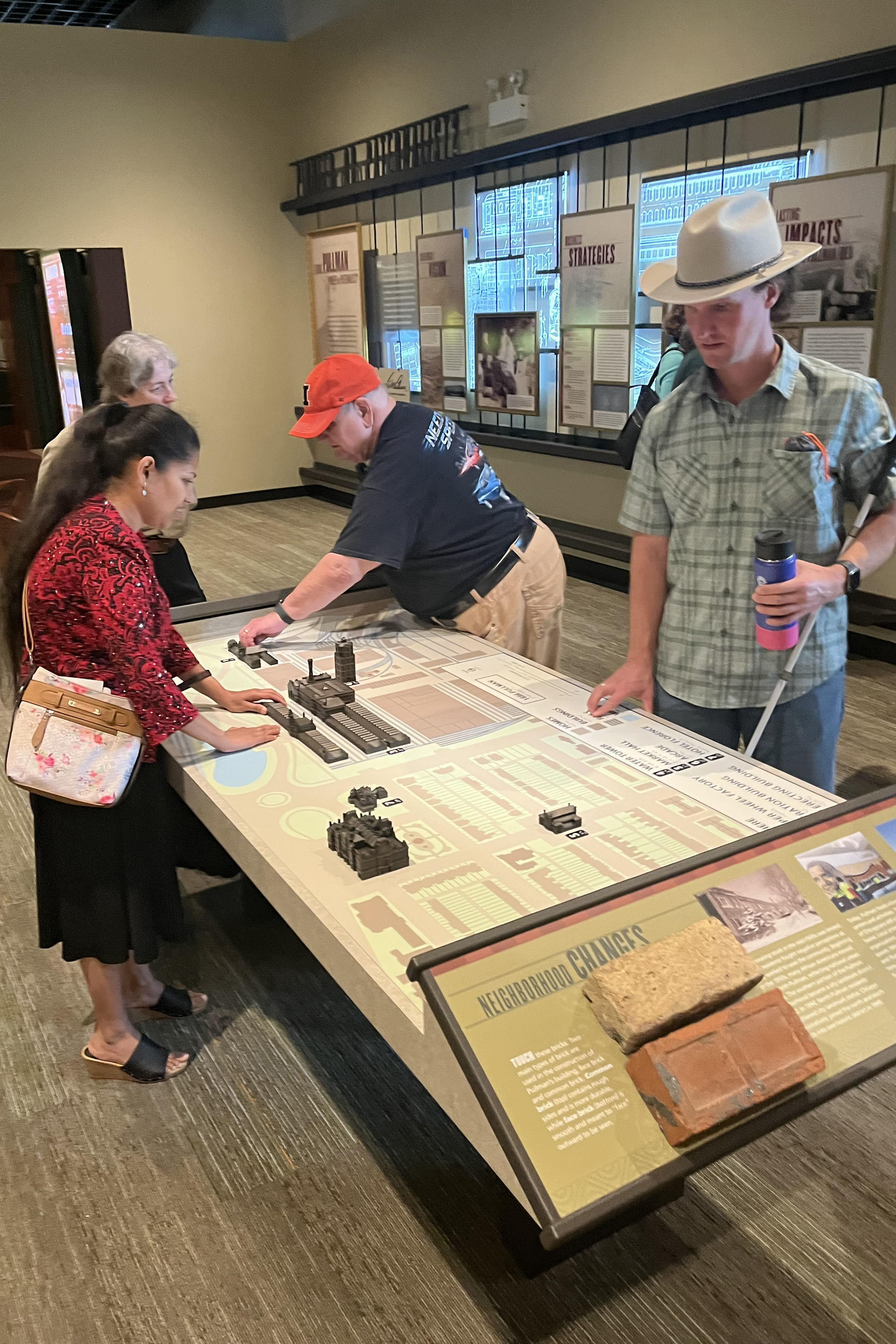 Photo of Testing Audio Description: This table of tactile models was put to the test by our American Council of the Blind volunteers studying the impacts of AD at Pullman NHP (2023)